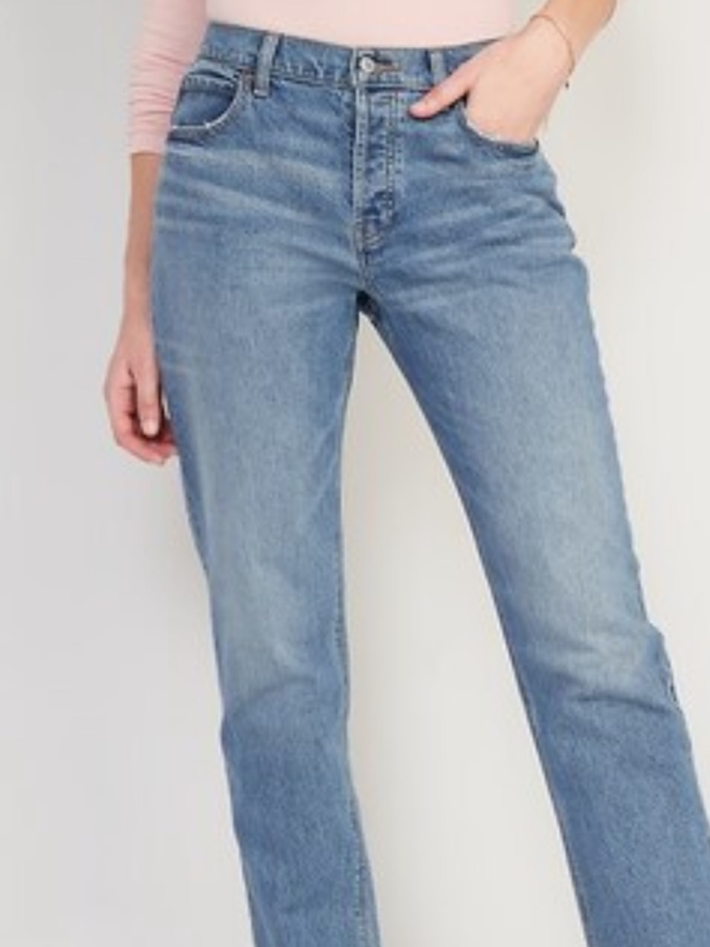 High-Waisted Button-Fly Slouchy Straight Jeans